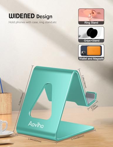 Aoviho Desk Cell Phone Stand - Aluminum Phone Holder Cradle Dock for iPhone 13 12 Pro 11 X Xs Max 8 7 6 6s Plus SE 5 5s Samsung, All Smart Phones 4-10 Inch, Fresh Green - color: Fresh Green