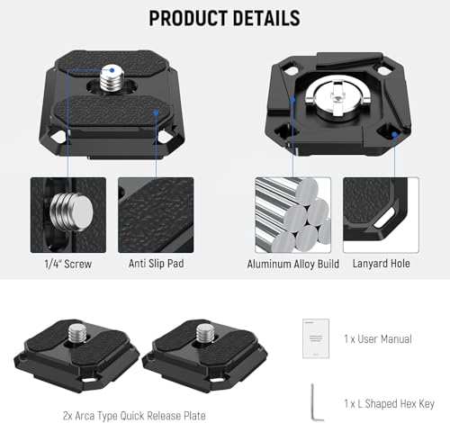 NEEWER Quick Release Plate 38mm Square Arca Type QR Camera Mount Plate for Camera Strap Clip, Tripod Head to Shoulder Strap Quick Switch with 4 Safety Pins, QPR-5 - style: QPR-5
