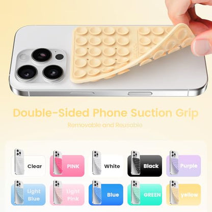 Klearlook Silicone Suction Cup Phone Case Mount Double Sided, Sticky Phone Grip for 6.1-7.2 inch Phones, Phone Accessories Hands-Free Strong Grip Holder for Selfies and Videos, Baby Yellow - color: Baby Yellow