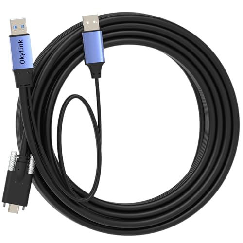 OkyLink Active USB 3.0 A to C Cable, Male to Male 5Gbps, 32ft, Screw Lock | 10M, 3.2 Gen 1, For long - distance, for webcam/VR/hard drive - color: USB3.0(5Gbps), size: 32ft (10m)-Screw