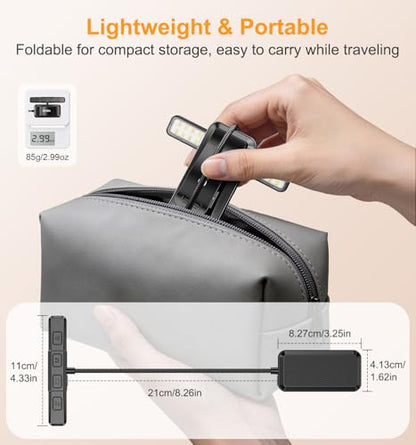 Gritin 2026 Gen 2 Book Light for Reading- 32 Eye Caring Full Spectrum LED | 5 Colors & 5 Brightness, Adjustable Wide/Narrow Beam, Upgrade 1500mAh Long-Lasting Rechargeable Clip on Light for Book Lovers - color: Black