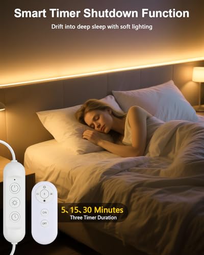 ALITOVE USB LED Light Strip 5V 6.56FT 3000K Warm White COB LED Strip Lights with Remote Lights Dotless Super Bright Dimmable Flexible for TV Backlight Bedroom Under Cabinet Kitchen Shelf Lighting - color: 3000K Warm White, size: 6.5FT