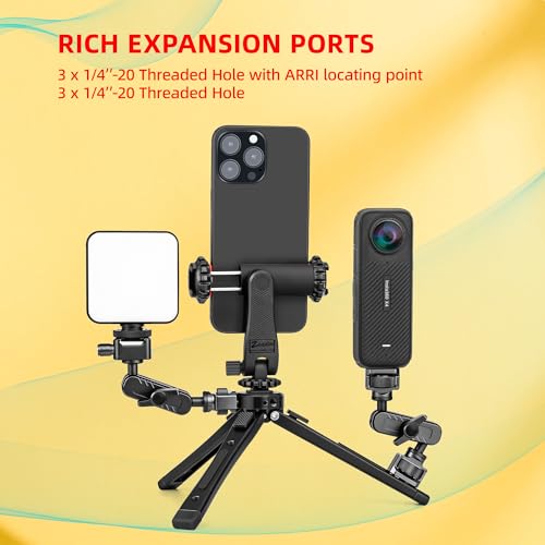 Zeadio Heavy Duty Metal Camera Tripod Stand - Universal Small Table Tripod for Camera, Gimbal, Action Cam, Camcorder, Microphone, LED Light, etc(40kg/88lb Load) - style: Basic Version