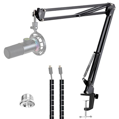 Microphone Boom Arm with Cable Management – Adjustable Scissor Mic Stand Compatible with Fifine K669B/K670/K683A/K658/K688, AmpliGame A6V/A8, AM8 & Other USB/XLR Microphones by YOUSHARES - color: FIFINE 658