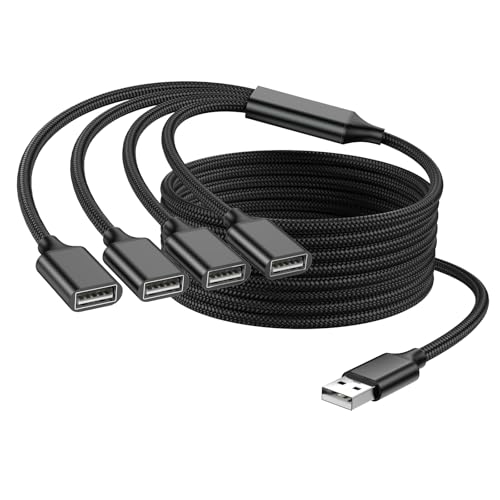 4 Way USB Splitter, 6.6FT USB Extension Cable, A Male to 4 Female Extension Cord for TV/PC/Laptop/MacBook/Keyboard/ PS4/ PS5/ Flash Drive/Laptop/LED Etc. - style: 6.6FT/2M