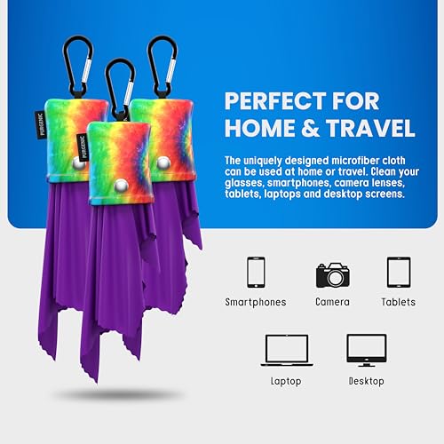 Microfiber Cloth & Glasses Wipes (3 Pack) Lens & Glasses Cleaning Cloth - Eyeglass Cleaner - Camera Lenses & Gadget Delicate Screens - Tie Dye - color: Tie Dye, size: 3 Pack
