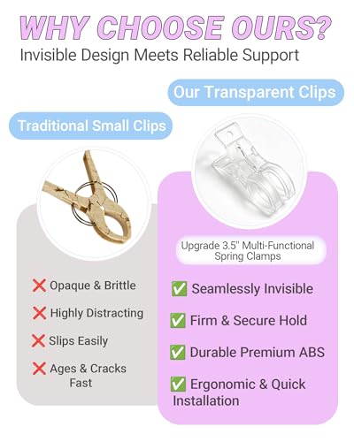 10 Pack Balloon Arch Clips 3.5 Inch Clear Plastic Spring Clamps Invisible Backdrop Clips for Photography Studio Professional Balloon Garland Kit Party Decoration Non-Slip Backdrop Stand Clamps