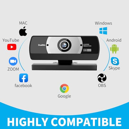 4K Webcam with Microphone, 24MP Ultra HD Web Cam for Desktop Computer, Streaming Camera for PC with Auto Light Correction & Wide Angle, Plug and Play USB Computer Camera for Laptop/Mac/Zoom/Teams - style: K1-4K