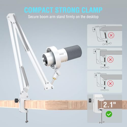 FIFINE Dynamic Microphone with Boom Arm, Studio Vocal XLR Microphone, Podcast USB Mic Kit for PC with Mute Button, Volume Knob, Headphone Jack, for Streaming Recording-AmpliTank K688CT White - size: K688CT White
