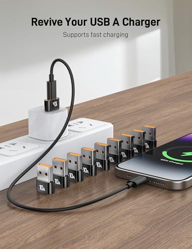 USB to USB C Adapter(20 Pack), USBC Female to USB A Male Adapter 240W Fast Charging and Data Transfer Compatible with iPhone 17/16 Pro Max, MacBook, AirPods, Tablet, Car Chargers. - size: 20 Pack