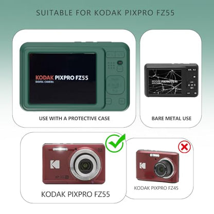 Case for Kodak PIXPRO FZ55,FZ55 accessories,Soft Silicone Protective Case,Comes with 2 Screen Protectors and 1 Wrist Strap - Dark green - color: Dark green