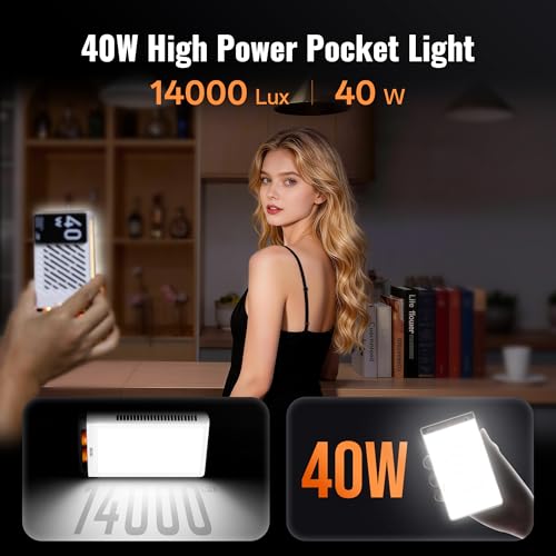 ZHIYUN FIVERAY M40 Video Light [Official], 40W Portable Camera Light, 14000 Lux, CRI/TLCI 96+ 2700-6200K, 320g LED Panel DSLR Photography Lighting, Lighting Setup for YouTube, TikTok