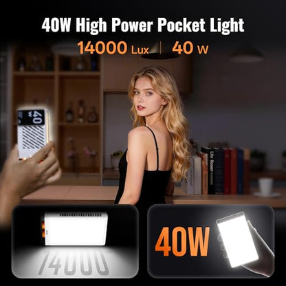 ZHIYUN FIVERAY M40 Video Light [Official], 40W Portable Camera Light, 14000 Lux, CRI/TLCI 96+ 2700-6200K, 320g LED Panel DSLR Photography Lighting, Lighting Setup for YouTube, TikTok