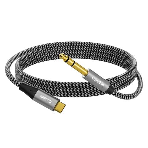 USB C to 6.35mm TRS Stereo Audio Cable 8 FT, Unidirectional USB Type-C to 1/4" Aux Jack Cord, DAC Chip, for Phone, Amplifier, Speaker, Headphone, Only audio output, Not for Recording/Charging/Calling - size: 8FT