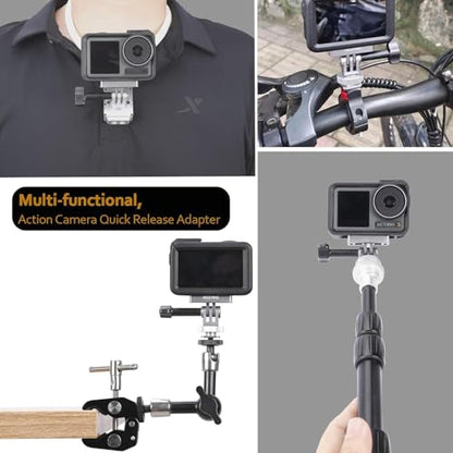 NICEYRIG Magnetic Latch Mount for DJI Action 5 Pro / 4/3, with Removable Cold Shoe & Tripod Mount Holder Compatible with Tripod, Selfie, DSLR Camera, Vlogging - 587 - color: Upgraded quick mount