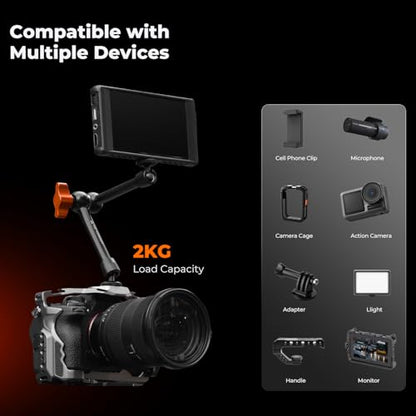 K&F CONCEPT 2-Pack 9.8" Magic Arm, 1/4" Screw Camera Mount Arm 360° Ball Heads for DSLRs, Monitor, Flash, LED Light, Microphone, Camera Cage, Action Camera - style: 9.8" Dual Arm