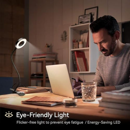 2 Pack LED Clip on Desk Lamp, Metal 360 Adjustable Neck Eye-Caring Clamp Lamp with Memory Function, 3 Color Modes & 10 Brightness Levels for Home, Office, Dorm, Bedroom - style: Clip-on Desk Lamp-2Pcak