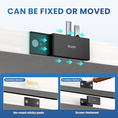 EJAY Magnetic USB 3.0 Hub, 4-Port Desk Mount USB Hub with 59in Data Cable, Industrial-Strength Magnetic Hub to Attach to a Desk/PC Case, Powered USB 3.0 Hub for PC, Mac, Desktop, Black - color: Black