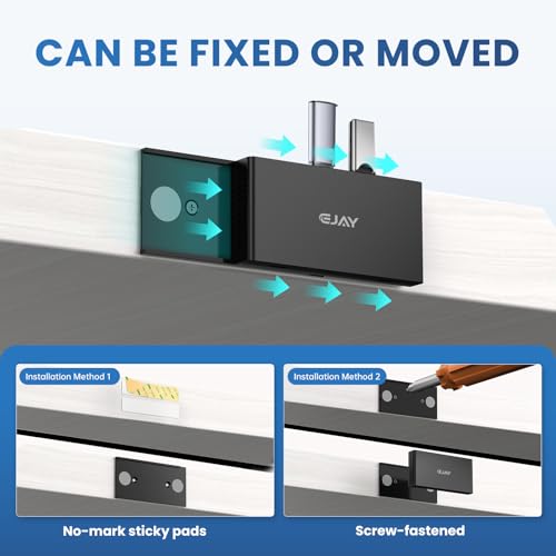EJAY Magnetic USB C Hub 10Gbps, 4 Port USB 3.2 Gen2 Desktop USB Hub with 47in Long Data Cable, Desk Mount USB C Hub Magnetic to Attach to Desk/PC Case, Powered USB Data Hub for PC, Mac, Black - color: Black