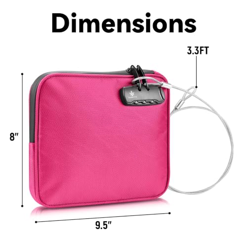 KOSMCCO Beach Locking Bag, Portable Safe, 9x7.5 Inch, Rose Red | Anti-Theft Design, Security Cable Included, Holds Phone Wallet and Keys, Ideal for Beach Pool Cruise and Travel - color: Rose Red