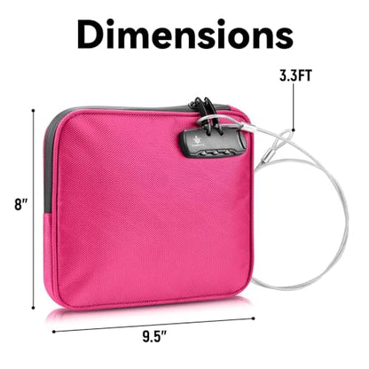KOSMCCO Beach Locking Bag, Portable Safe, 9x7.5 Inch, Rose Red | Anti-Theft Design, Security Cable Included, Holds Phone Wallet and Keys, Ideal for Beach Pool Cruise and Travel - color: Rose Red