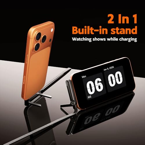 USB C to USB C Invisible Stand Charging Cable，240W Fast Charging Cable 4.9FT，Built-in Phone Support Fast Charging Cord for Gaming Office Travel (Black) - size: 4.9FT(C-C)