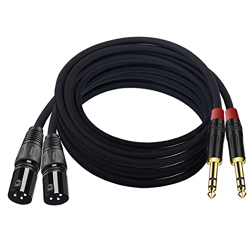 (2PACK/10FT) XLR to 1/4 TRS Stereo Adapter,XLR Male to 1/4 Inch (6.35mm) Balanced Microphone Stereo Audio Converter AdapterCable，3 Pin XLR to Quarter inch TRS Plug Mic Cord for Dynamic Microphone - size: 10Feet