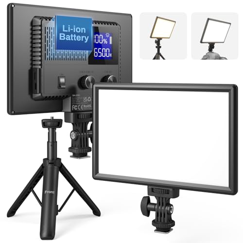 RALENO 9" LED Video Light Panel, 2500K-6500K Camera Light for Video Conference Recording with 4000mAh Battery Type-C USB Ports, CRI>95 Photo Lights for Outdoor Photography Live Streaming Zoom Call - color: Black