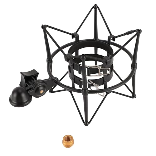 Tangxi 60MM Microphones Shock Mount, High Isolation, Anti Vibration Spider Shockmount Stand for Microphones up to 60MM (Black) - color: Black