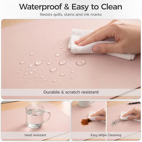 Silicone Desk Mat for Minimal, Creative, Vanity Desk – Reduces Glare, Comfortable Viewing – Writable, Non-Slip, Waterproof, Roll-Up – Food-Grade Platinum-Cured Silicone, Gift Tube（Blush Pink） - color: Blush Pink