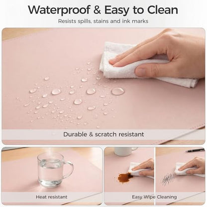 Silicone Desk Mat for Minimal, Creative, Vanity Desk – Reduces Glare, Comfortable Viewing – Writable, Non-Slip, Waterproof, Roll-Up – Food-Grade Platinum-Cured Silicone, Gift Tube（Blush Pink） - color: Blush Pink