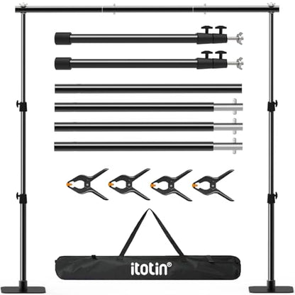 Photo Backdrop Stand Kit, 6.5ft x 10ft Adjustable Photography Background Stands with Metal Flat Base for Birthday Parties, Baby Shower, Wedding, Video Studio - color: Black, size: 6.5x10ft