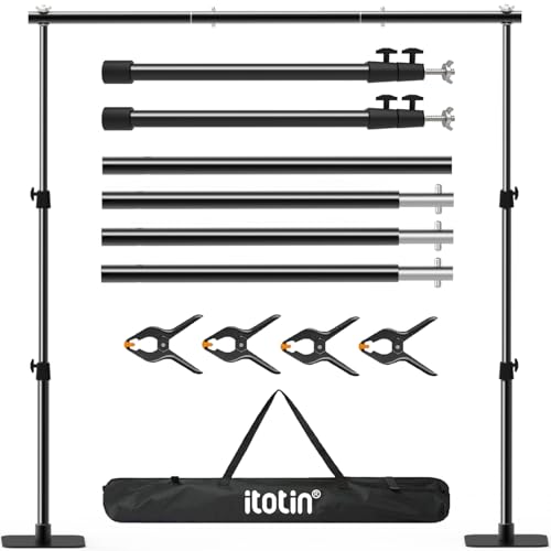 Photo Backdrop Stand Kit, 6.5ft x 10ft Adjustable Photography Background Stands with Metal Flat Base for Birthday Parties, Baby Shower, Wedding, Video Studio - color: Black, size: 6.5x10ft
