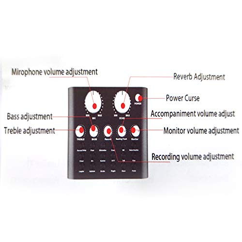 V8 Karaoke Recording & Broadcast Audio Mixer - USB External Sound Card for Live KTV, Recording & Voice Chatting