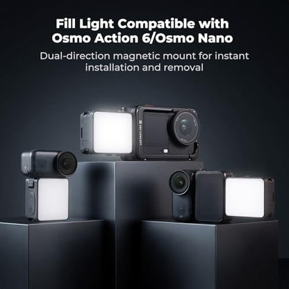 K&F CONCEPT Magnetic Mini LED Fill Light Compatible for DJI Osmo Action 6 | Magnet Backplate 1.5W USB C Rechargeable Quick Release Vlogging Lighting, Action Camera Selfie Video Recording for Osmo Nano - size: For Osmo Action 6/Osmo Nano