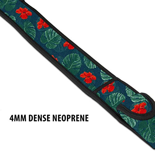 USA Gear TrueSHOT Camera Strap Neoprene Camera Straps - Padded Neck Strap, Pockets, and Quick Release Buckles - Compatible with Canon, Nikon, Sony and More DSLR and Mirrorless Cameras (Tropical) - color: Tropical