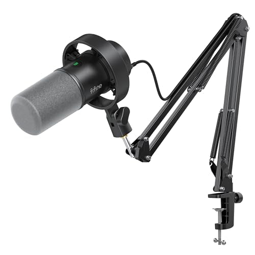 FIFINE K688 Podcast Microphone Kit, USB/XLR Dynamic Microphone with Boom Arm for PC/XLR Mixer, Gaming Mic with Mute Button, Headphone Jack for Vocal, Voice-Over, Streaming, Music Recording -K688CT - size: K688CT Black