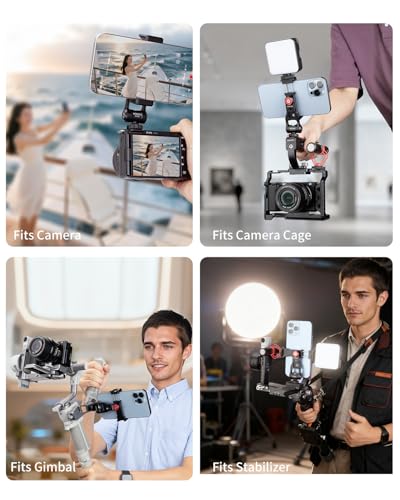 Metal Phone Tripod Mount Adapter, Smartphone Holder Clamp Support Stand with Cold Shoe, Compatible with iPhone, Samsung on Tripod, Camera, Gimbal, Selfie Stick for Live Streaming, Video Shooting - style: Premium-Aluminum Alloy