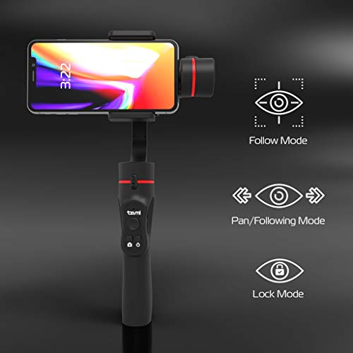 Tzumi SteadyGo Smartphone Stabilizing Gimbal – Motorized Rechargeable 3-Axis Handheld Gimbal for Smooth, Steady Digital Photography and Advanced Video Filming Techniques, Black (5643AMZ)