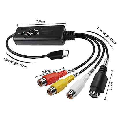 XMSJSIY RCA AV to USB C Converter - 1 Channel AV NTSC PAL Video S Video/Composite to USB Converter for Mobile Phone/PC
