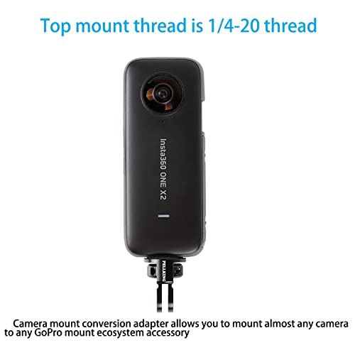 PellKing 1/4" Adapter Screw Head Camera Mount, CNC Aluminum Alloy Tripod Conversion Adapter for Insta360 One X5 X4 X3 X2 X/DJI OSMO 360/DJI Pocket 3 2/GoPro MAX Camera Accessories