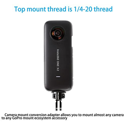 PellKing 1/4" Adapter Screw Head Camera Mount, CNC Aluminum Alloy Tripod Conversion Adapter for Insta360 One X5 X4 X3 X2 X/DJI OSMO 360/DJI Pocket 3 2/GoPro MAX Camera Accessories