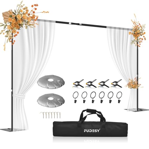 FUDESY Backdrop Stand Heavy Duty, 8.5x10ft Adjustable Photo Background Pipe and Drape Backdrop Stand Kit with Metal Base for Photography Parties Birthday Video Studio - size: 8.5x10ft