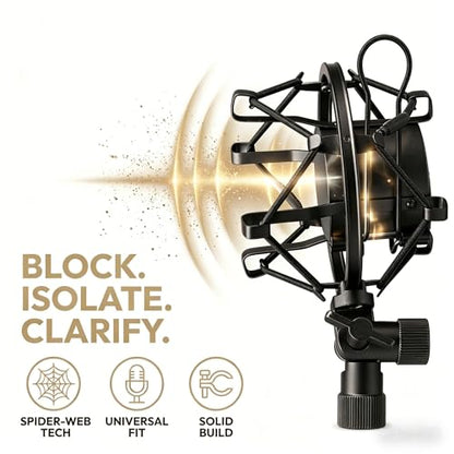 Miwayer Universal Microphone Shock Mount,Most Advanced Cobweb Anti-Vibration Structure Compatible with 1.8-2.1"(48-54mm) Large Diameter Condenser Mics, Like AT 2020 USB MXL440 550 RODE NT1 - size: 1.8-2.1"(48-54mm) Black