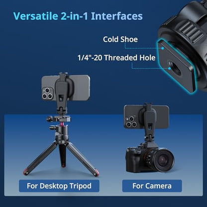 SMALLRIG AC-10 Magnetic Attachable Phone Clamp, Phone Mount with Cold Shoe Mount and 1/4"-20 Threaded Hole, for iPhone 17/16 / 15/14 / 13/12 Series, 90° Tilt for Recording, Live Streaming-5283