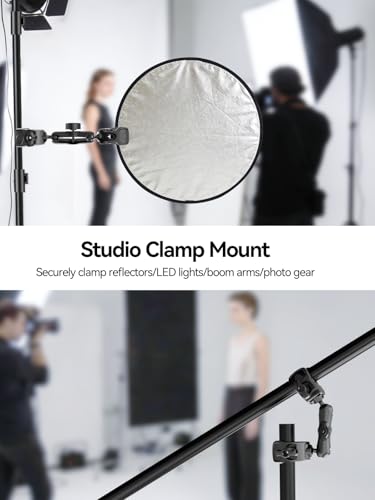 MAGJIEYX Double Clamp Mount, 360°Magic Arm for Umbrella Pole and Chair Monitor Desk Photo Studio Light Stand, Photography Reflector, Strollers, Motorcycle, Flag Holder Moun（9.84in） - size: 9.84in