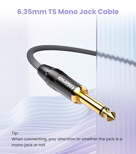 Tisino 1/4 to 1/8 Stereo Cable, 3.5mm TRS to 1/4 inch TS Mono Interconnect Cable - Mono to Stereo Adapter - 6 Feet - size: 6.6 feet