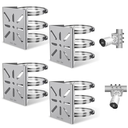 Metal Universal Vertical Pole Mounting Bracket for Security Cameras, Stainless Steel Corner Adapter with 16 Loops, Metal Holder for CCTV Cameras - size: 4 Pack