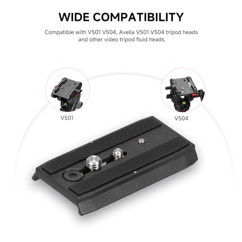 AVELLA Universal Sliding Quick Release Plate Replacement Camera Mount with 1/4 Inch and 3/8 Inch Mounting Screws for V501 V504Fluid Head，Length: 3.54 inches/9CM