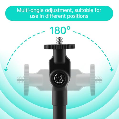 Desk Mic Stand 1/4 inch Thread Adjustable Table Mic Stand Multi-Use Desk Webcam Cell Phone Mount for Camera Ring Light Holder Microphone Clip on Table with Microphone Clip, Cell Phone Clip